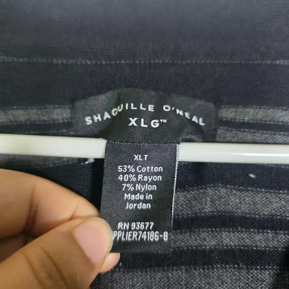 Shaquille O’Neal XLG Black Sheer Striped Button Front Cardigan Men’s XLT